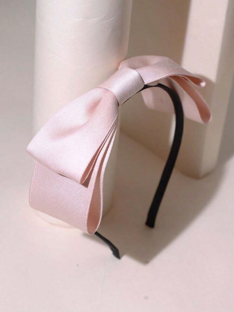 1pc Women's Pink Color Double-Layered Bow Knot Headband, Suitable For Daily Work And Parties Valentine's Day Valentines,Hairband,Hair Hoop Headbands Hair Accessories - 黑色 - 查看 1