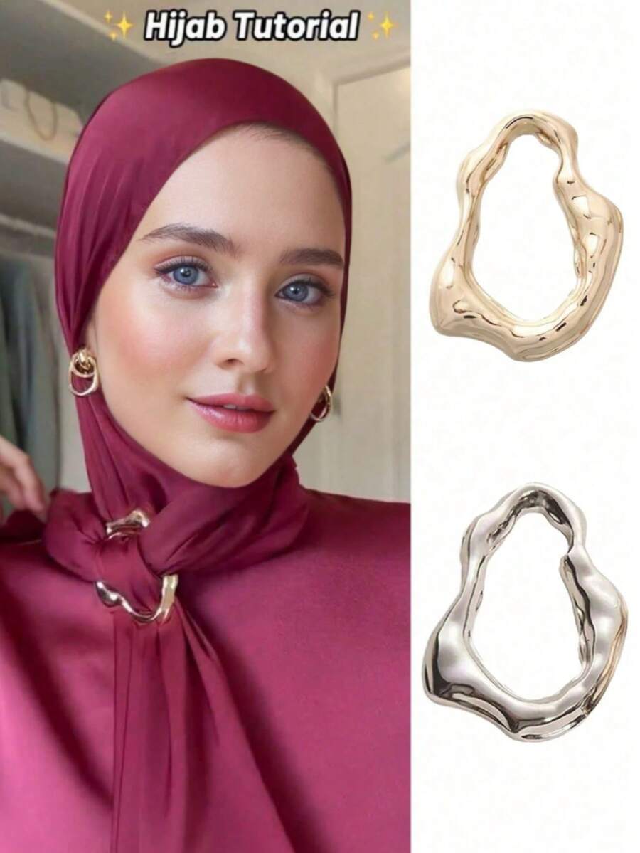 1pc Asymmetrical Metal Scarf Clip, Fashionable Accessory Multi-Functional Fastener - Irregular Buckle - View 1