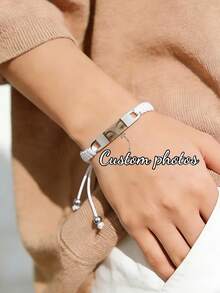 Pulsera de Proyección de Patrón Colorido Personalizada Turquesa Joyería de Pareja Regalo Adecuado para Novia Día de San Valentín Cumpleaños Regalo Romántico - Cuerda trenzada - Ojos láser - Ver 5