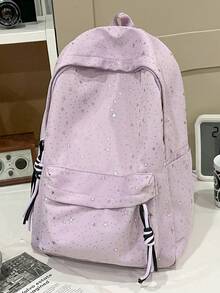 时尚女款闪亮星星多功能韩版简约学生背包，可爱大容量 - 彩色 - 查看 2