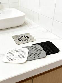 3pcs/Set Square Strong Suction Easy Clean Silicone Drain Filter, Suitable For Kitchen, Bathroom, Drain Clogging Prevention - View 5