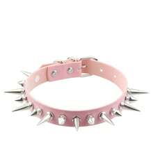 1件哥特朋克摇滚铆钉皮革项链颈链 - 黑色 - 查看 7