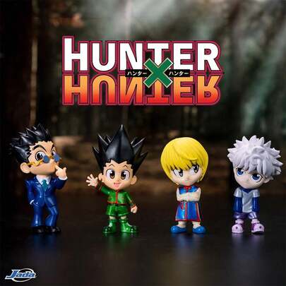 Jada 2.5英寸金属合金收藏人偶，小杰、奇犽、酷拉皮卡、雷欧力角色模型，动漫迷、青少年及成人的理想玩具