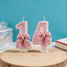 1 peça/2 peças Velas Numéricas Criativas de 0 a 9, Design de Laço Rosa e Foguete Espacial Azul Escuro, Adequado para Meninos e Meninas, Velas Decorativas para Bolos, Velas para Festas Temáticas, Ideal para Aniversários de Crianças, Aniversários e Chás de Bebê - Arco/Foguete - Visão 17