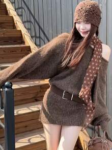 Women Short Dresses - Dark Brown - View 8