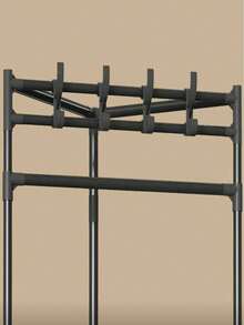 Multi-Layer Corner Shelf, Freestanding Storage Rack For Bedroom And Living Room, 2-Tier Clothes Rack With Hanging Bar. - Black - View 11