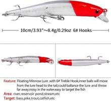 OriGlam 10pcs Fishing Lures - Life-Like Swimbait, Minnow Hard Lure Bass Trout Baits Kit, Topwater Hard Baits Crankbait Swimbait For Saltwater Freshwater - White - View 7
