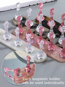 1 Set Acrylic Aurora Nail Art Practice Stand, Amber Leopard Print Resin Base, Magnetic Nail Art Practice Display Stand Suitable For Nail Art Practice And Display, Ideal For Beginners, Nail Art Display Tools, DIY Nail Salon Supplies - Multicolor - View 2