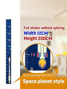 1pc Baby/Kids Room Height Ruler Wall Sticker, Full Sheet Self-Adhesive Removable Decal, Non-Damaging Wall Height Measurement, Creative Cartoon Space, Planet, Cute Animal Design, Suitable For Bedroom, Living Room, Nursery - Multicolor - View 9