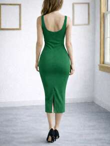 Women Midi Dresses - Green - View 2