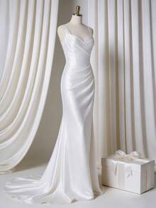 1pc Tree Bark Texture Crinkle Chiffon Fabric, Textured Pleated Sheer Fabric, Lightweight Breathable Design For Spring/Summer Dresses - Teal - View 4