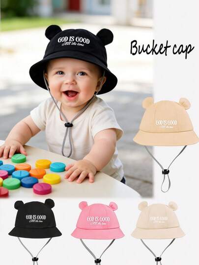 1pc Kids/Toddlers Unisex Adjustable Breathable Casual Bucket Hat, Suitable For Outdoor Activities And Daily Wear