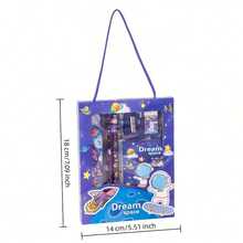 4件套可爱卡通主题文具套装，包括一套设计精美的铅笔套装（含铅笔）、尺子、橡皮、卷笔刀、笔记本，适合作为课堂奖励和返校用品。 - 多色 - 查看 11