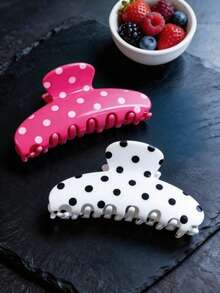 1pc Women's Retro Minimalist Versatile Large Acetate Semi-Circle Polka Dot Hair Claw Clip For Ponytail - Multicolor - View 3