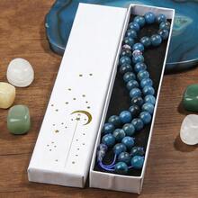 33 piezas de cuentas de rosario hechas a mano de piedra azul de 10 mm para meditación y oración, viene con una elegante caja de regalo - Azul - Ver 6