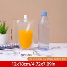 5/10/50pcs Disposable Transparent Stand-Up Pouches With Spout, Portable Drink Pouches For Music Festivals Outdoor, Hands-Free Leak-Proof Juice Bags - View 13