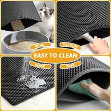 Cat Litter Mat, Double Layer Cat Litter Box Mat, EVA Non-Slip, Waterproof Urine Proof Cat Litter Catcher Mat, Easy Clean Scatter Control - Black - View 7