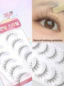 5 Pairs Natural Looking Lightweight Invisible False Eyelashes, Thin And Unexaggerated One-Piece Fairy Lashes, Essential For Daily Commute - View 5