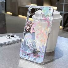 1 pieza Funda de teléfono suave de TPU con estampado colorido de medusa, compatible con series 17 16 15 14 13 12 11 Plus Pro Max, funda protectora con estilo personalizado INS, protección de Body completo minimalista y diseño lindo - Multicolor - Ver 1