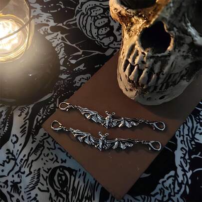 2 adet Gotik Yarasa Metal Ayakkabı Bağcığı Dekoratif Zincir, Kendin Yap Ayakkabı Aksesuarı, Ayakkabı ve Bot Dekoru