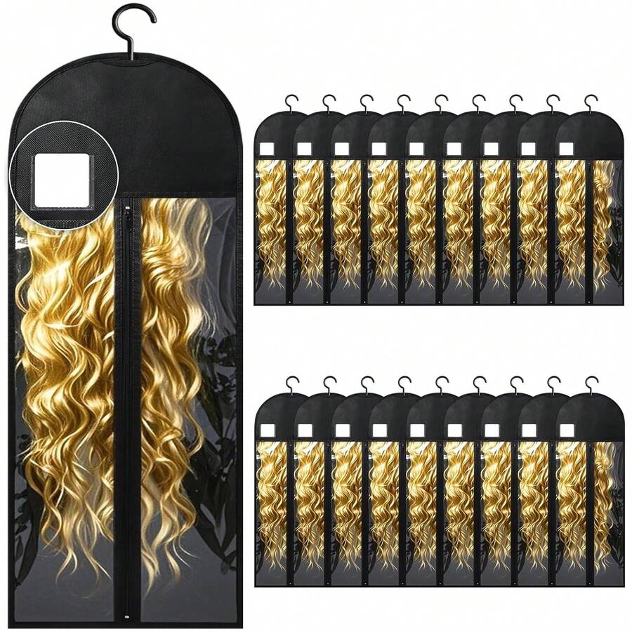 6-Pack Extra Long Wig Storage Bags With Hanger For Travel & Closet - 03 Black 18PCS - View 1
