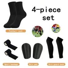 Set de 4 calentadores de pierna para fútbol/baloncesto, mangas de compresión elásticas, protectores de espinilla anti-colisión - Multicolor - Ver 9