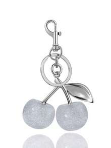 1 Peça Pingente de Cristal em Formato de Cereja, Pingente de Chaveiro, Chaveiro Brilhante de Cereja com Clipe, Acessórios de Resina Brilhante e Metal, Unissex, Pode Ser Usado como Chaveiro, Carteira e Enfeite de Bolsa. Adequado para Carteiras e Bolsas Femininas, Presentes e Lembranças do Dia dos Namorados, Acessórios de Carro, Enfeites de Bolsa e Cabides de Mochila. - Prata+vermelho - Visão 10