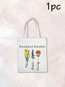 Túi tote vải canvas in hoa theo tên và tháng sinh, kiểu dáng vườn hoa, thích hợp mang theo hàng ngày khi đi mua sắm, đi làm, du lịch và đựng đồ dùng thiết yếu, quà tặng túi tote hoa cá nhân hóa cho Ngày của Mẹ, sinh nhật hoặc kỷ niệm, túi đeo vai tái sử dụng thời trang, túi tote in hoa theo tên tùy chỉnh, túi đựng đồ bằng vải canvas có thể tùy chỉnh. - Nhiều màu - Xem 9