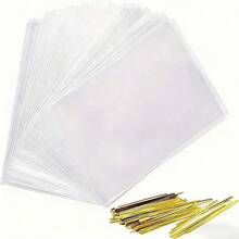 150个25 x 15厘米透明玻璃纸袋，可用作糖果袋、饼干袋、礼品袋、糖果饼干巧克力包装袋 - 彩色 - 查看 1