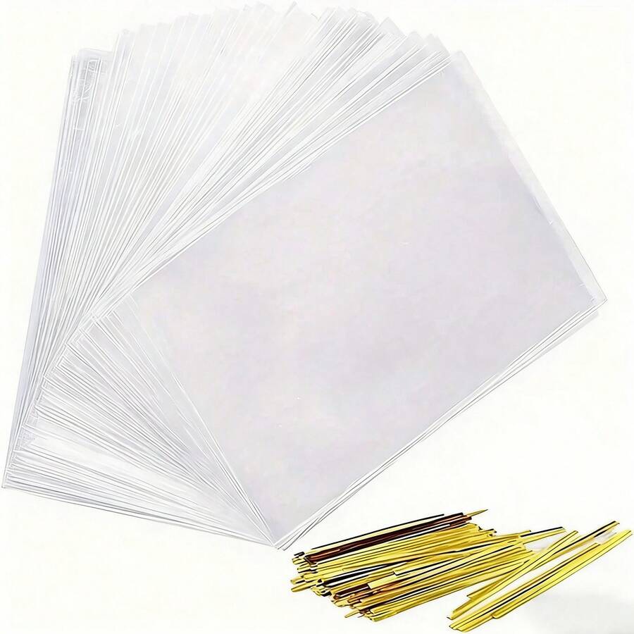 150个25 x 15厘米透明玻璃纸袋，可用作糖果袋、饼干袋、礼品袋、糖果饼干巧克力包装袋 - 彩色 - 查看 1