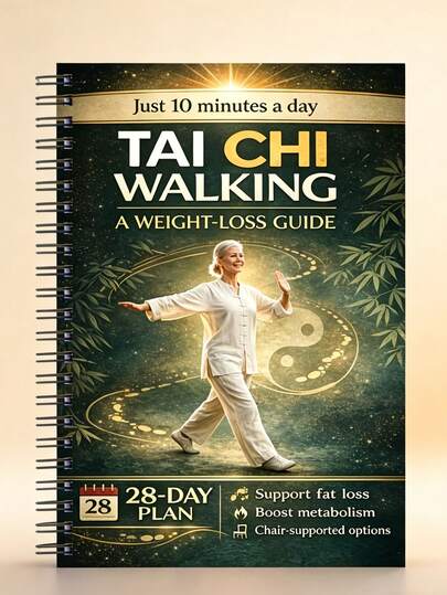 28-Day Tai Chi Walking Weight Loss Plan For Elderly, Easy Daily Fitness Planner With Gentle Daily Walking/Joint-Friendly/Low-Impact Exercise/Chair-Assisted Walking/Indoor & Outdoor,Beginner-Friendly,Weight Loss For Women