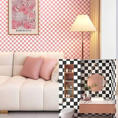 1 Cuộn Giấy Dán Tường Tự Dính Họa Tiết Kẻ Caro Phong Cách Cổ Điển, Chống Thấm Nước, Chống Lau Dẹp, Giấy Dán Tường Dễ Dán, Họa Tiết Hình Học Bàn Cờ Trang Trí, Phòng Tắm, Tủ, Kệ Sách, Bàn Ăn, Bàn Đầu Giường, Trang Trí Phong Cách Nữ Tính Màu Hồng Nhạt, Trang Trí Tường Nghệ Thuật, Trang Trí Sàn Nhà, Nhãn Dán Gạch, Trang Trí Nhà Cửa, Trang Trí Phòng Ngủ, Quà Tặng Trang Trí, Nhãn Dán Sinh Nhật, Lễ Tốt Nghiệp