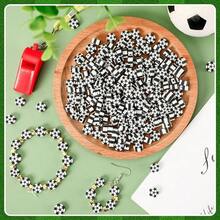 300Pcs Soccer Clay Beads, Soccer Flat Polymer Clay Beads Charms Sports Beads Bracelets Jewelry Making Earrings And Crafts Supplies - Soccer Color - View 5