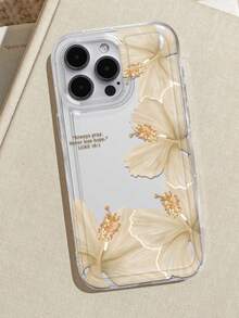 Funda de teléfono transparente con estampado de flor de hibisco, adecuada como regalo de cumpleaños y Navidad para parejas, novias, hijas, adolescentes, compatible con modelos - transparente - Ver 2