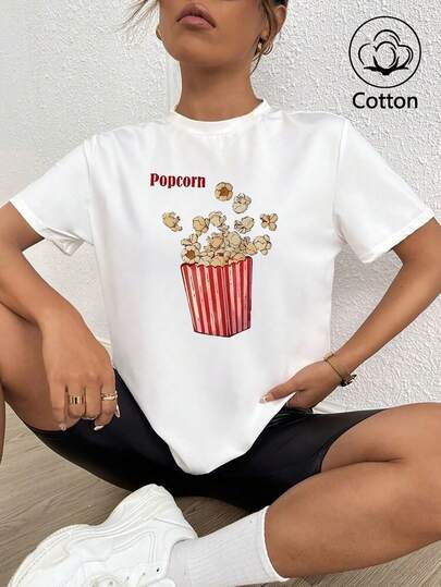Estampado de papas fritas con la letra "POCOR", camiseta ajustada para mujer, top de verano, serie K-Pop warrior, top de algodón puro, ropa de mujer, ropa de verano para mujer, prendas de punto, conjuntos de fiesta, top holgado de cuello redondo para mujer, conjuntos de mejores amigas, ropa de vacaciones, ropa deportiva casual, top elegante, ropa deportiva para mujer, ropa superior para mujer, ropa promocional para mujer, estilo unisex, ropa juvenil, camisetas básicas, ropa de verano para mujer, suave y cómoda, estilo Y2K, primavera, verano, San Valentín, carnaval, fiesta, playa, boda, gimnasio, elegante, vacaciones, casual.