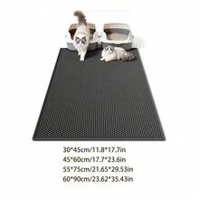 Cat Litter Mat, Double Layer Cat Litter Box Mat, EVA Non-Slip, Waterproof Urine Proof Cat Litter Catcher Mat, Easy Clean Scatter Control - Black - View 2