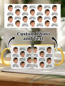 1pc 11oz Customized Mug For Dad With Photos Of Babies And Children. You Can Customize Both Photos And Texts. It's A Personalized Water Cup With Children's Photos. It's A Father's Day Gift From The Wife To The Husband. And It Can Also Serve As A Gift For Grandpa With Funny Face Photos Printed On It. - Style 3 - View 18