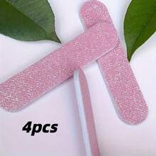 4pcs/Set Glitter Pink Dual-Sided Disposable Mini Nail Files, Suitable For Nail Buffing And Polishing, Professional Manicure Tools - Pink - View 8