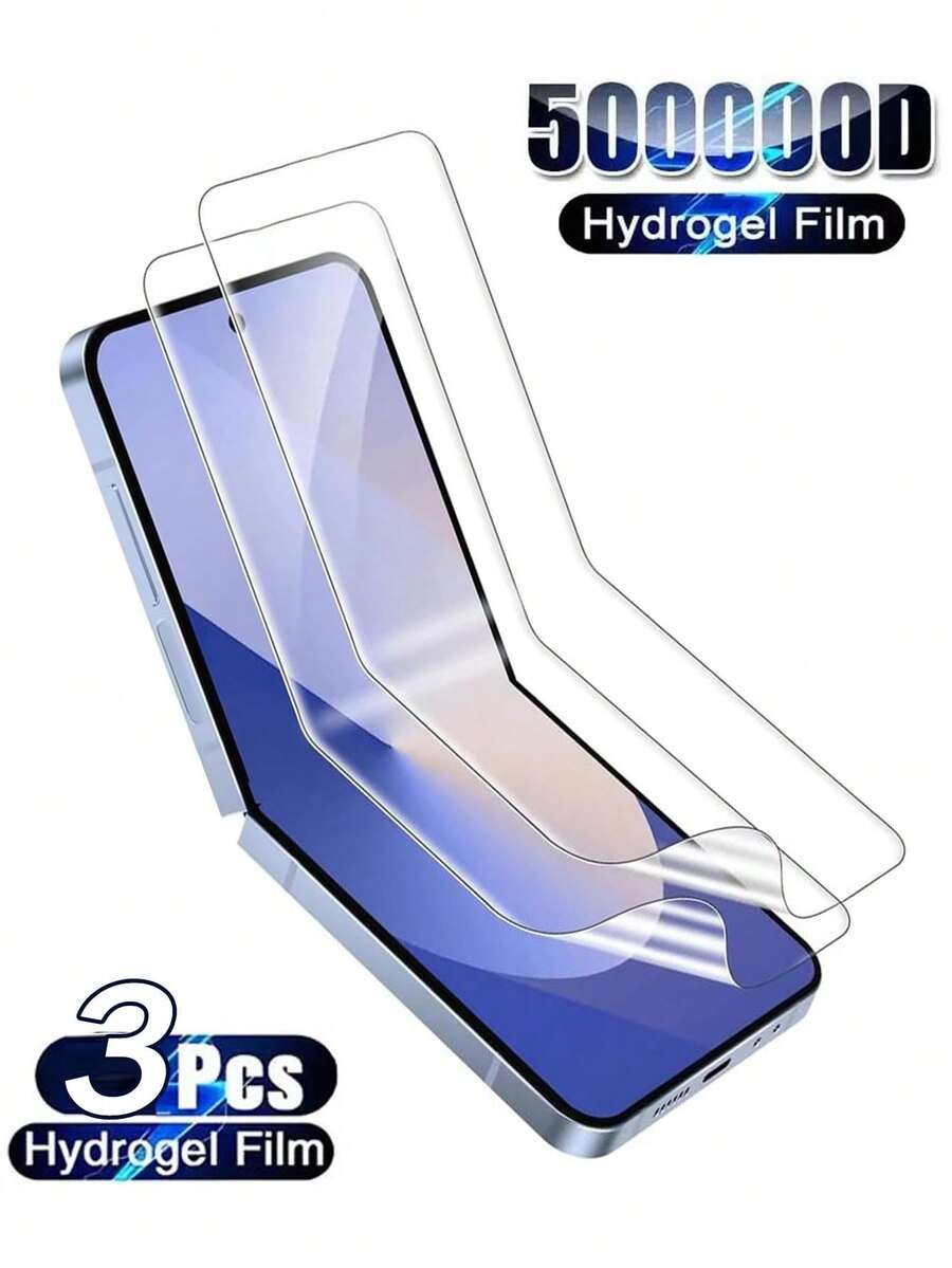 TPU Android Phone Film Screen Protector 3pcs/Set Soft TPU Full Coverage Screen Protector Compatible With Samsung Galaxy Z Flip 7, 6, 5, 4, 3, 5G, High Definition Transparent, Support Fingerprint Unlock, Easy Installation Mother's Day Gift - Clear - View 1