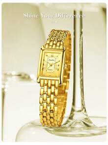 SUNKTA LIGE 时尚女士休闲手表 防水指针石英表 优雅商务手表 - 金色 - 查看 6