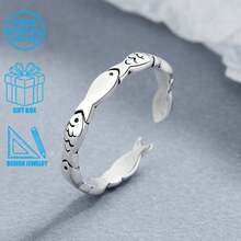 1 pieza Anillo abierto con forma de pez de plata de ley 925 de estilo minimalista y creativo, adecuado para uso diario de mujeres, fiestas, ir al trabajo, también puede ser un regalo ideal para días festivos - Plateado - Ver 6