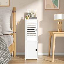 3-Tier Free Standing Double Door Bathroom Floor Cabinet, Multifunctional Waterproof Small Storage Cabinet Suitable For Bathroom, Bedroom, Office - White - View 1