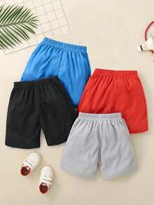 4pcs Boys' Summer Shorts Set, Quick-Dry Breathable Soccer Sports Style Shorts, Suitable For Running, Sports, Casual, Vacation - Multicolor - View 2
