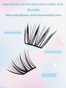 36pcs Self-Adhesive Eternal Love False Eyelashes Set, Mixed Length Fluffy Cluster, No Glue Needed, Fluffy Individual Lashes, Self-Adhesive DIY Lash Extension, Pre-Glued Lash Clusters, Natural Lengthening C-Curl Lash Clusters, No Glue Or Makeup Remover Needed, False Eyelashes, Lash Clusters, Individual Lashes, Eyelashes, False Lashes - C - View 4