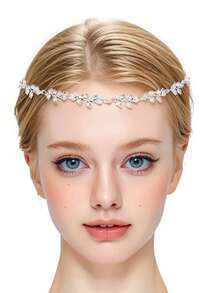 Bohemian Style Silver Leaf Hair Chain Headband, Multi-Layer Bridal Headpiece, Jewelry Festival Halloween Wedding Hair Accessories For Women,Summer,Holiday,Travel - Multicolor a - View 5