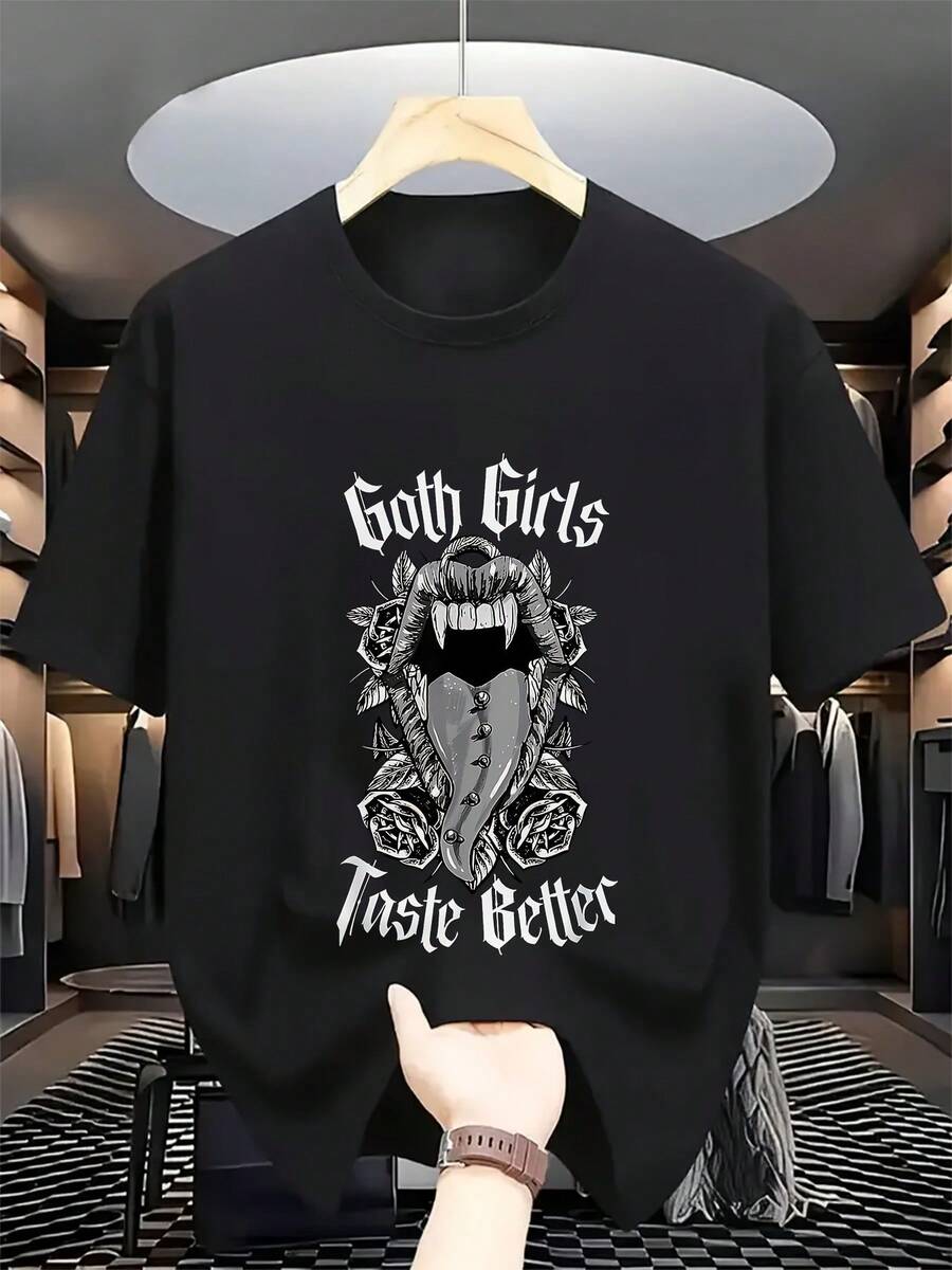 Camiseta gráfica de estilo alternativo 'Ambas saben mejor' - Estilo streetwear unisex de algodón, negro con diseño blanco, ajuste regular, cuello redondo, manga corta, cómodo para todas las estaciones, para hombres y mujeres, camiseta gótica, ropa casual, moda de vanguardia, tejido cómodo, moda alternativa, estilo alternativo, material transpirable, ropa alternativa, amantes de la moda alternativa. - Negro - Ver 1