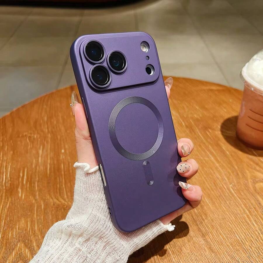 Matte Purple Magnetic Wireless Charging Phone Protective Case, Compatible With Apple 17 Pro Max, Air, 17, 16, 15, 14, 13, 12, 11 Pro Max, Plus Models, Also Fits Galaxy S25 Ultra, S26 Ultra, A37, A57, A56, A55, A16, A17, S25 FE And More. Includes Lens Protector, Shock-Resistant, Soft TPU Material, Fashionable Phone Case