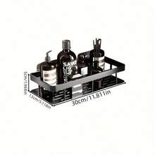 [Stainless Steel Metal Shower Shelf] Stainless Steel Black Metal 2 Pieces Wall Mounted Shower Shelf - Bathroom Organizer For Shampoo And Conditioner, Polished Finish Space Saving Hanging Shelf - Black - View 7