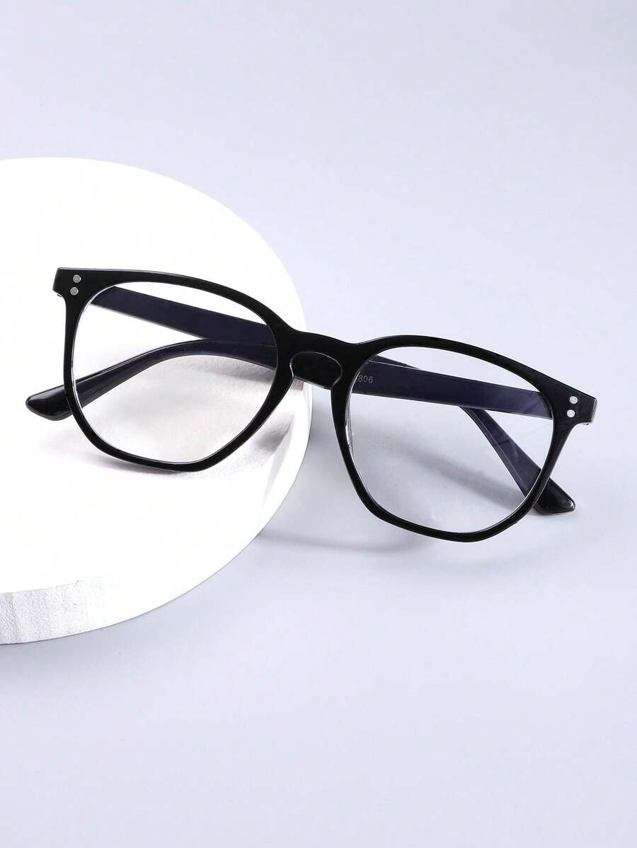 Men's Classic Solid Color Square Non-Prescription Glasses Glasses, Suitable For Daily Wear, Outfit Matching, And Holiday Gifts - Clear - View 1