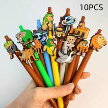 10pcs Italian Brainrot Tungtungtung Sahur Themed Character Ballpoint Pen Set, Classic & Unique, Inspiring Endless Creative Inspiration - Black - View 3